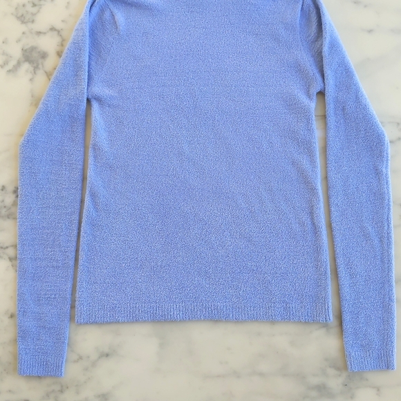 NWOT. Sky Blue Fluffy and Stretch Turtleneck Sweater. - Picture 4 of 6